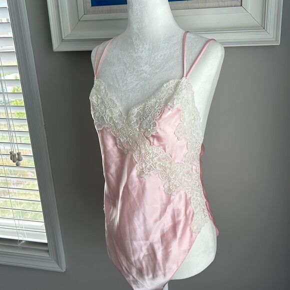 Vintage 80s Victorias Secret Gold Label Pink Lace Nightie Sexy Bodysuit Medium - Picture 6 of 16